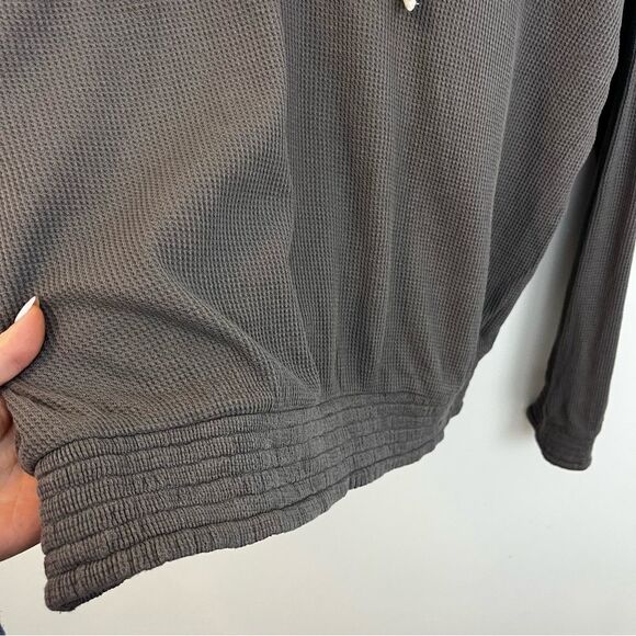 Pact Waffle Thermal Pullover Hoodie Grey/Purple Organic Cotton Size Large - Picture 7 of 15